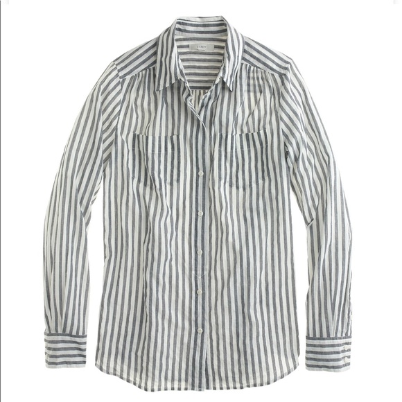 J. Crew Tops - J. Crew Crinkle Stripe Shirt Style 06915
